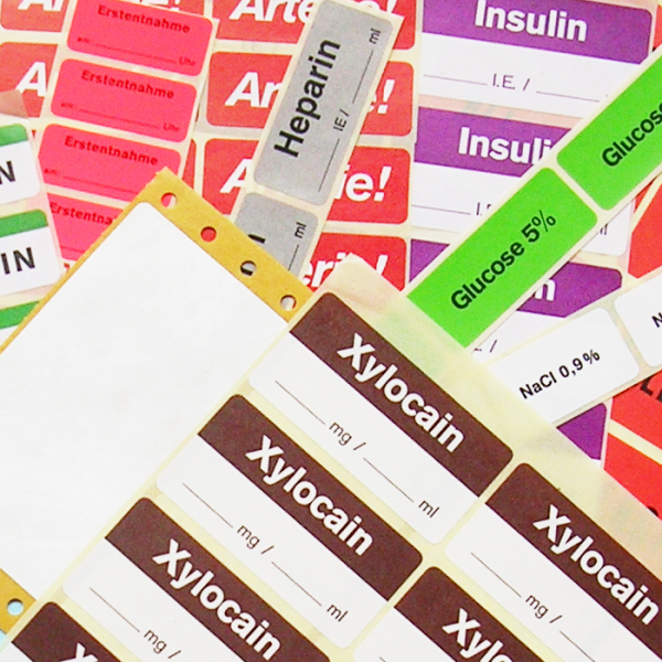 Pharmaetiketten von Schlegel Etiketten für verschiedene Medikamente
