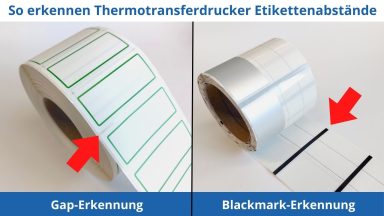 Etikettenrollen mit Gap- & Blackmark-Erkennung für Thermotransferdrucker